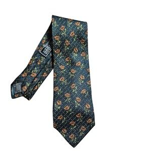 Vintage Ermenegildo Zegna Silk Blend Floral Rose Retro Tie Necktie Quiet Luxury